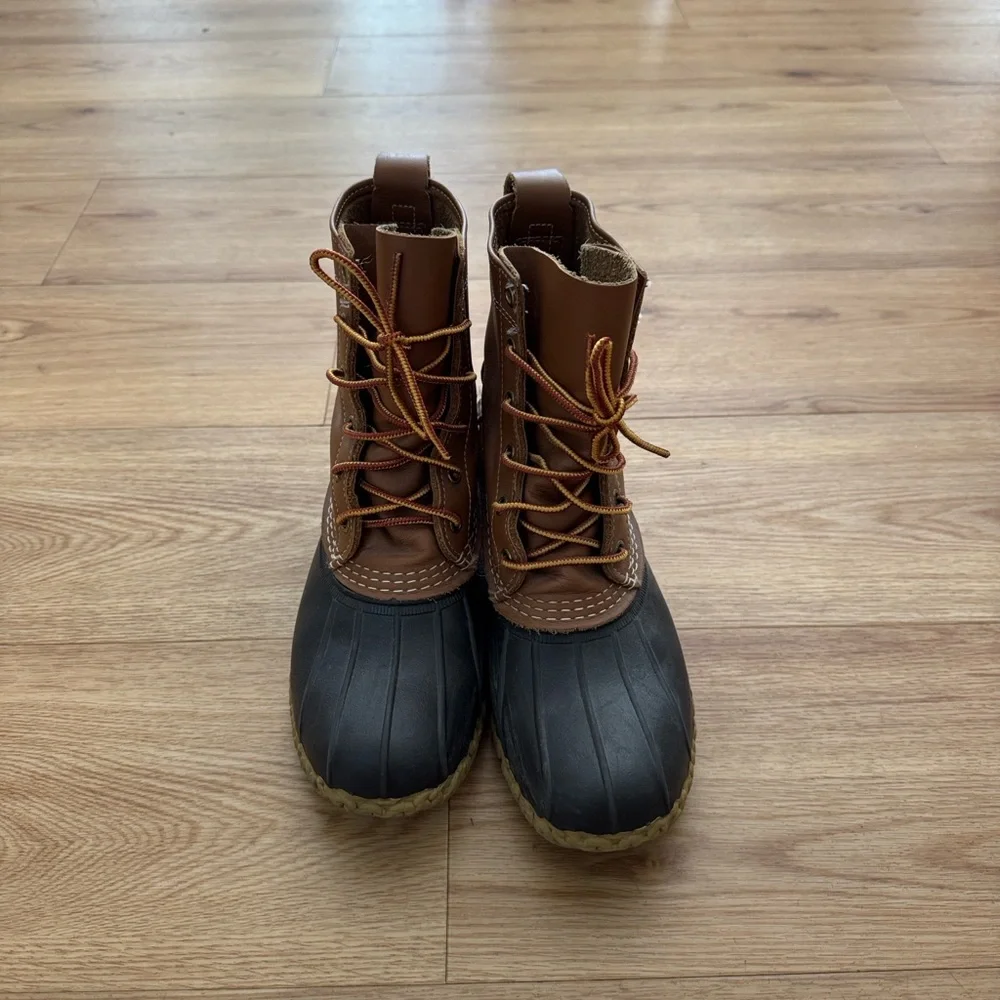 L.L.Bean Womens Bean Waterproof Boots Size 8M Tan Black Rubber Outdoors Gorpcore